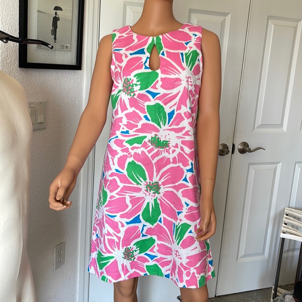 Just…Taylor bright pink sleeveless midi dress. Sz 10. Pink/white/green/blue
